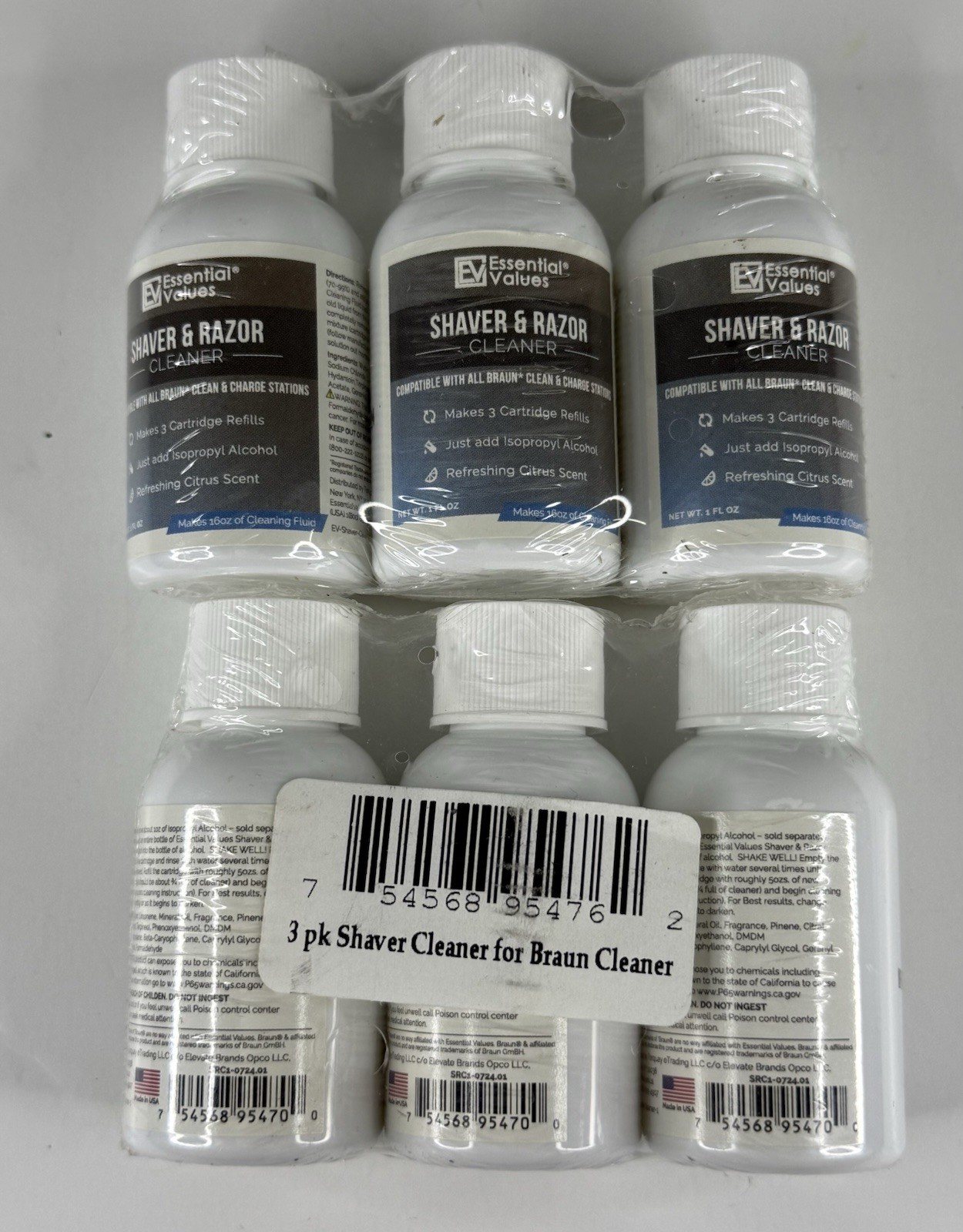 Essential Values Shaver & Razor Cleaner Citrus Scent 6 Pack Makes 6 Refills