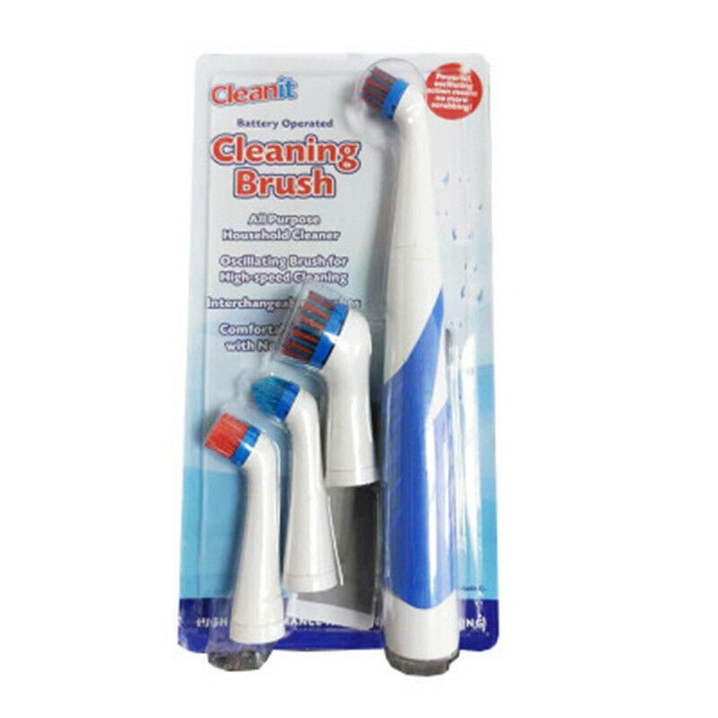 Multifunction Electric Sonic Scrubber Super Cleaning Brush 4 Brush Heads