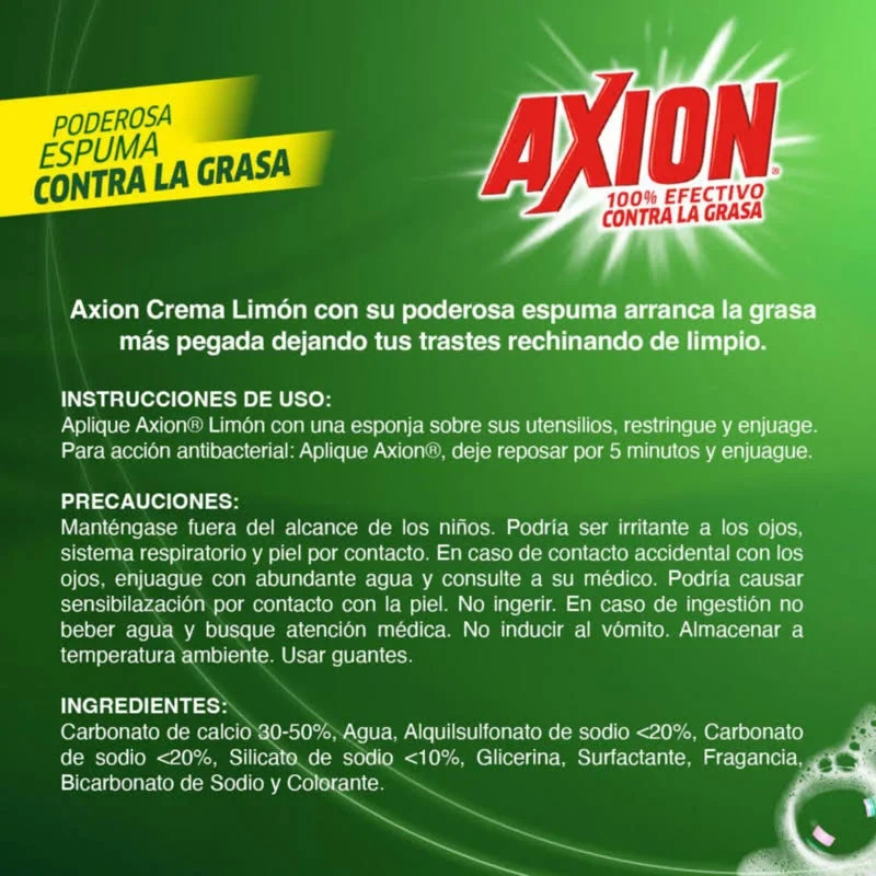 AXION LAVAPLATOS El Verdadero Arrancagrasa LIMON 425g (Pack of 2)