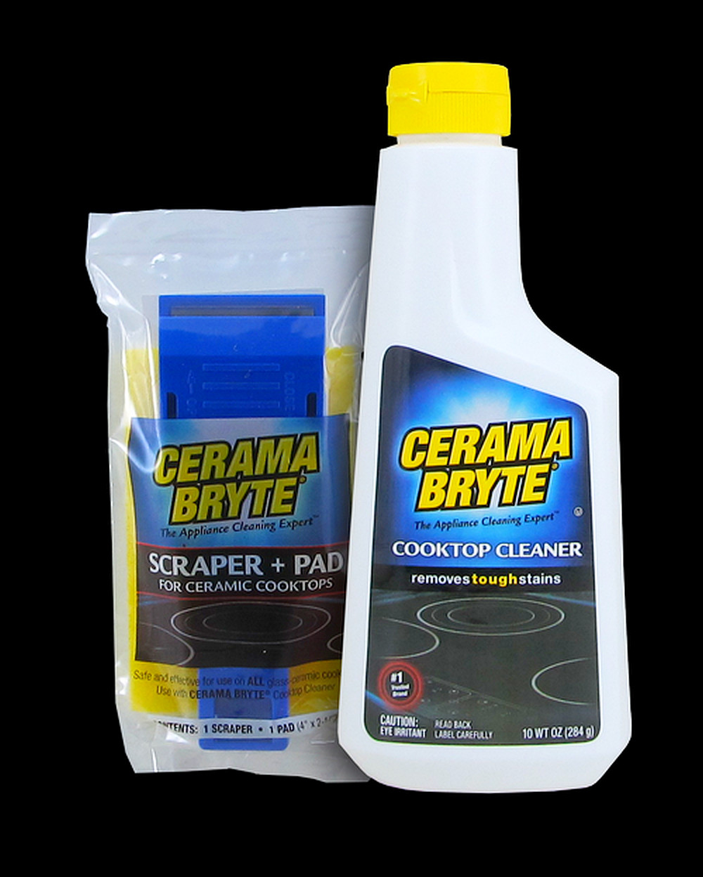 Ceramic & Glass COOKTOP Cleaning KiT = Pads Scraper & Cleaner CERAMA BRYTE 27070