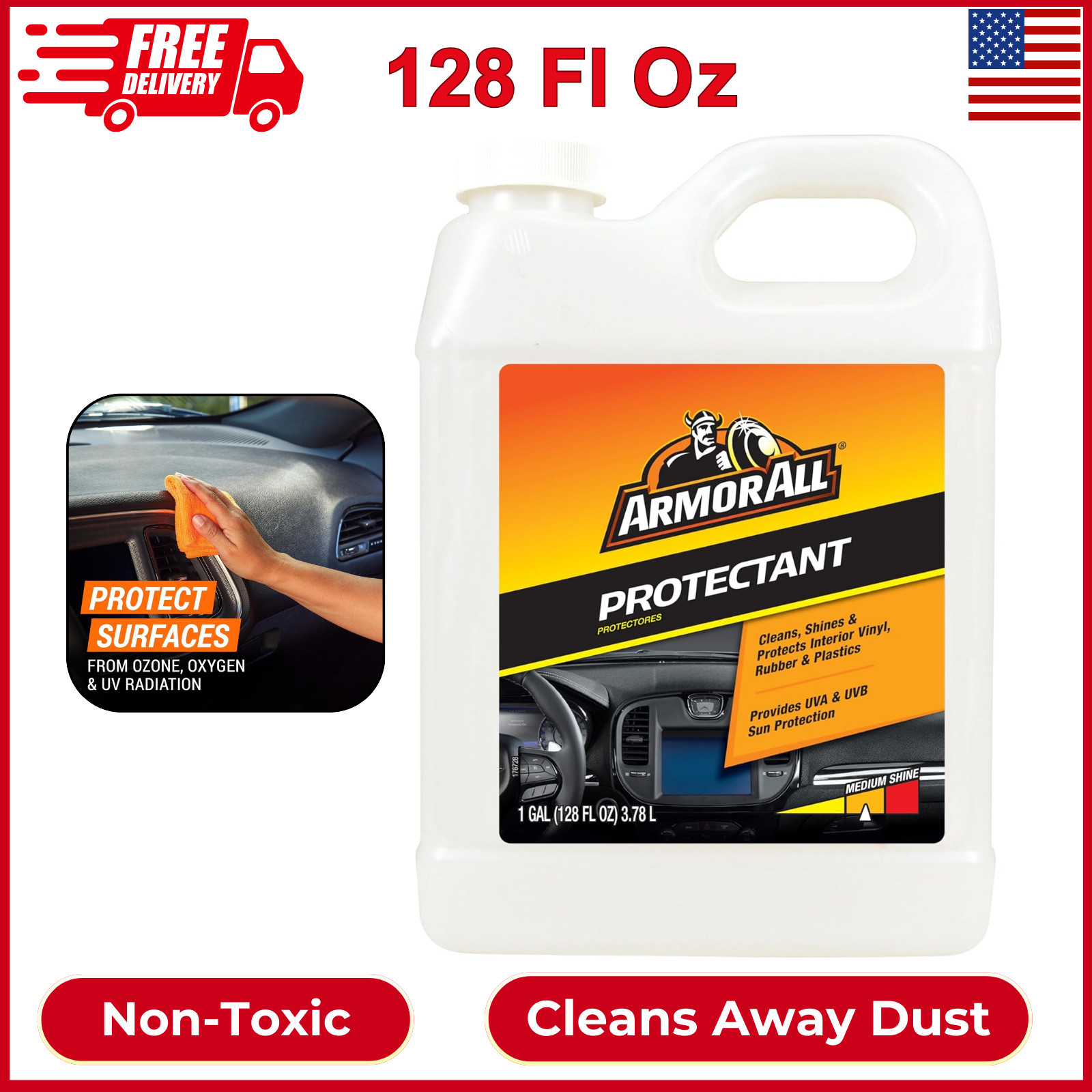 Armor All Car Protectant Refill, Car Interior Cleaner With UV Protection, 1 Gal