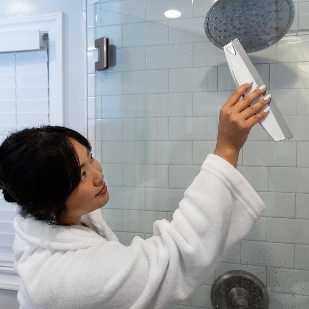 10 In. W Smooth Gliding Ergonomic Squeegee for Bathroom in Gray/White