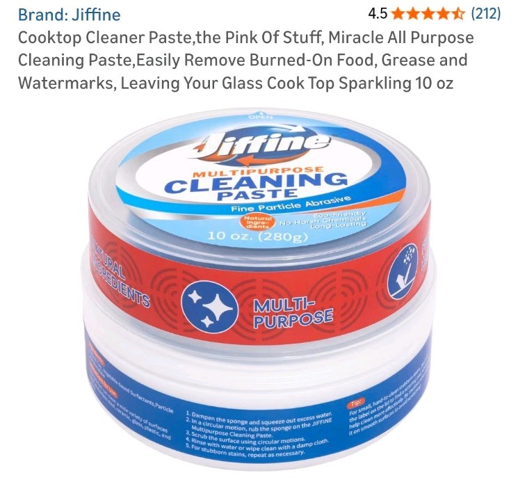 Jiffine Cooktop Cleaner Paste, Miracle All Purpose Cleaning Paste – 10oz