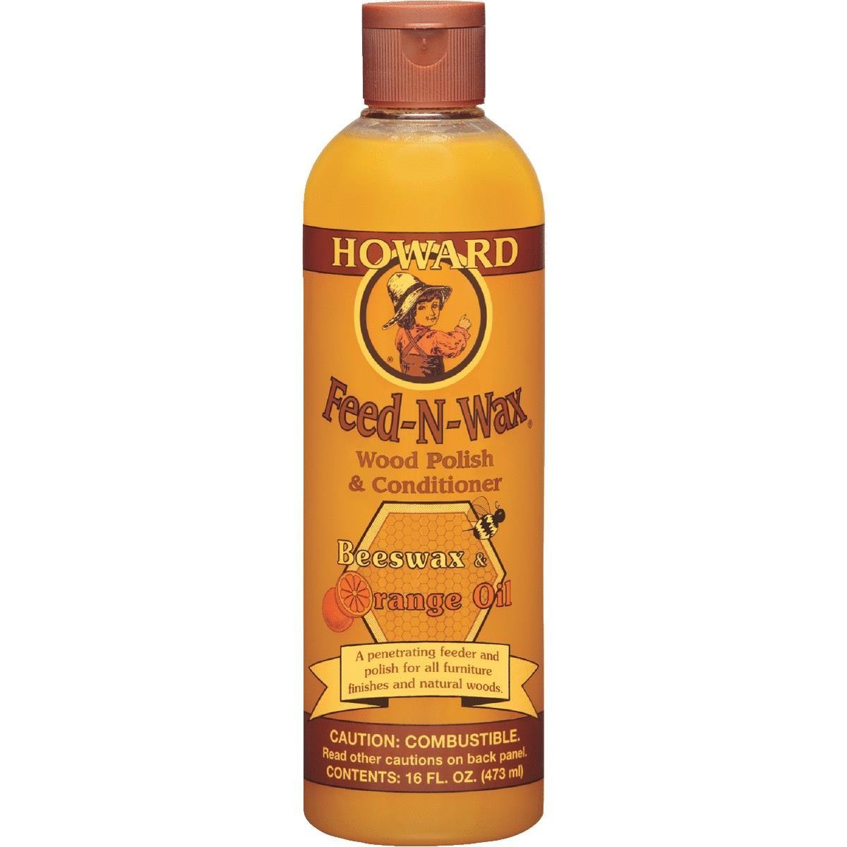 Howard Products Feed-N-Wax Wood Polish and Conditioner, 16-Ounce, FW0016