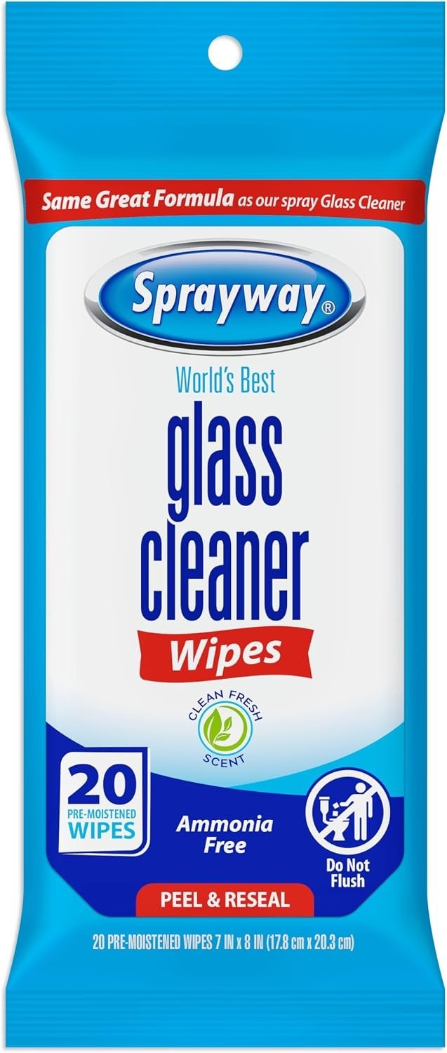 Convenient Glass Cleaner Wipes – Ammonia-Free, 20 Count for On-the-Go Cleaning