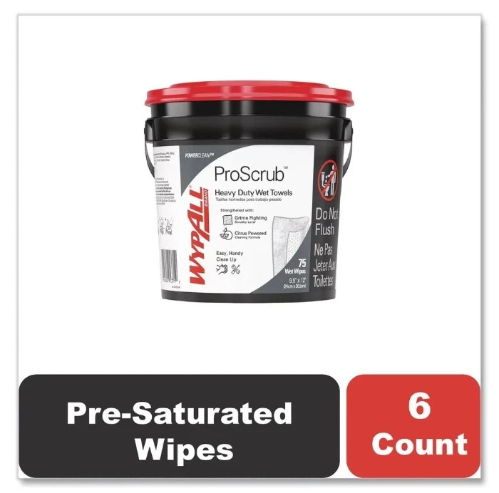 WypAll 91371CT 9.5″ x 12″ Pre-Saturated Wipes – Citrus Scent/Green (6/CT) New