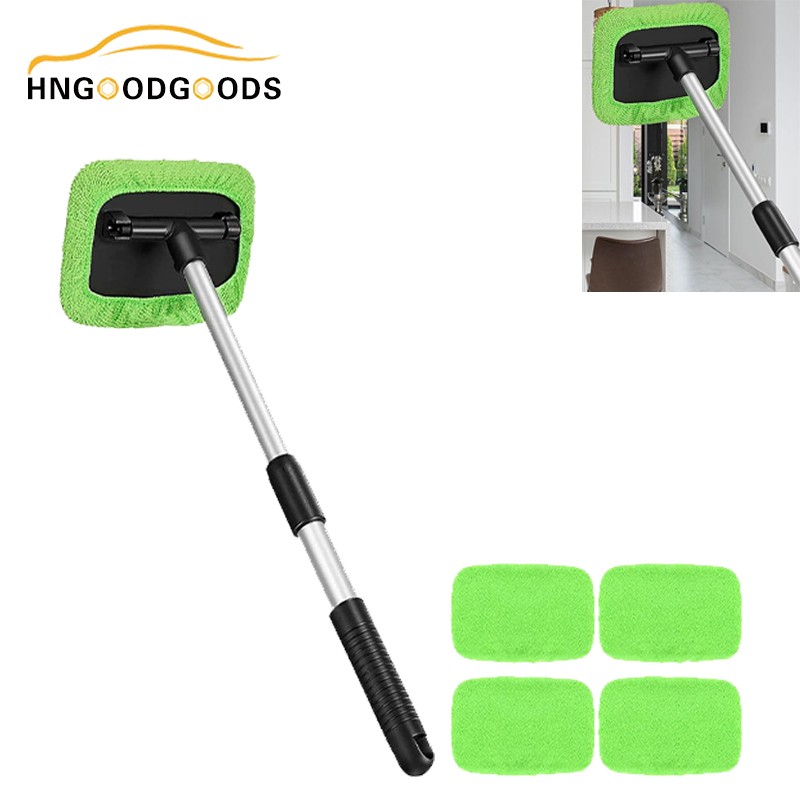 Auto Windshield Cleaner Tool Car Window Cleaning Tool Extendable&Microfiber Pads
