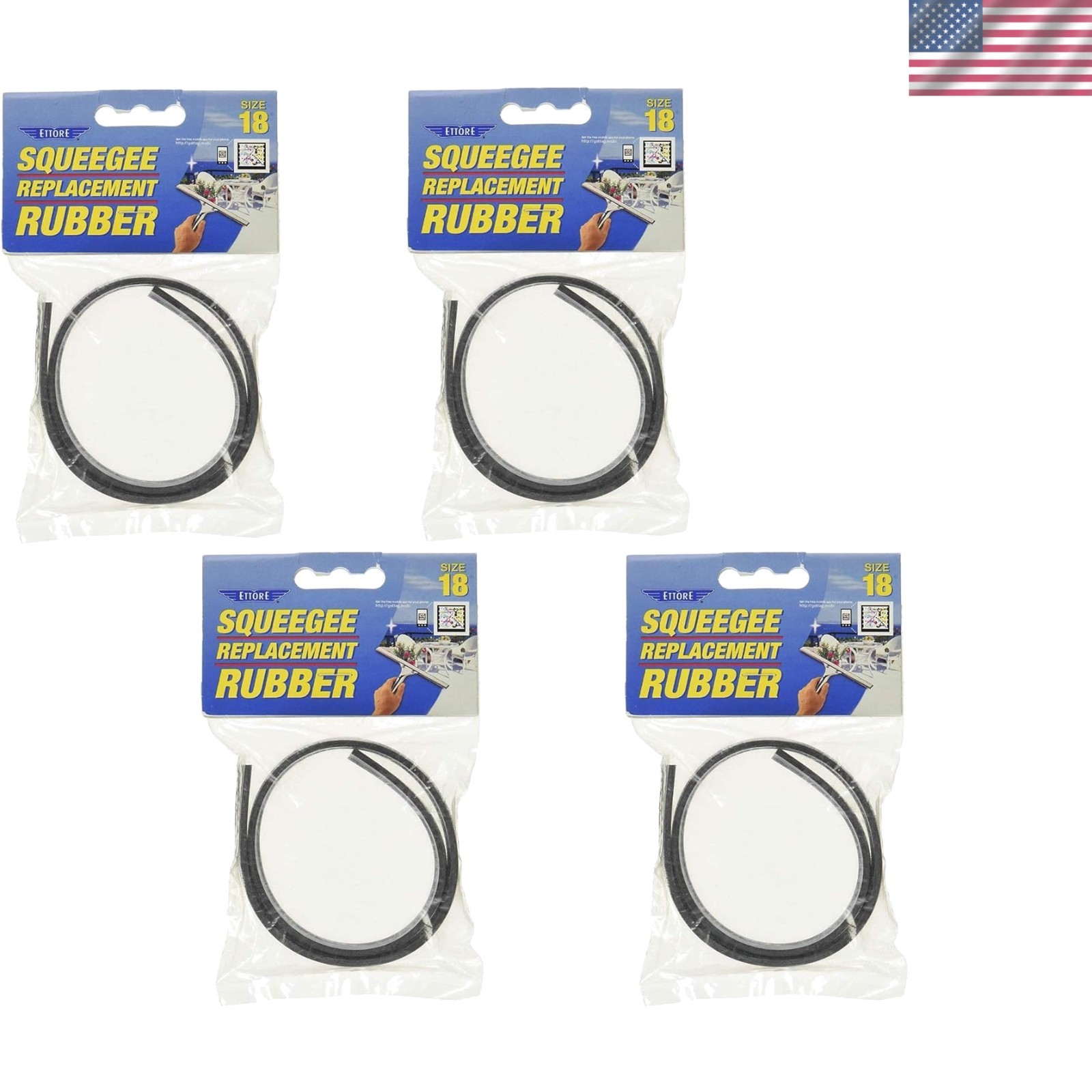 High-Quality 18″ Squeegee Replacement Rubber – 4 Pack for Crystal Clean Windows