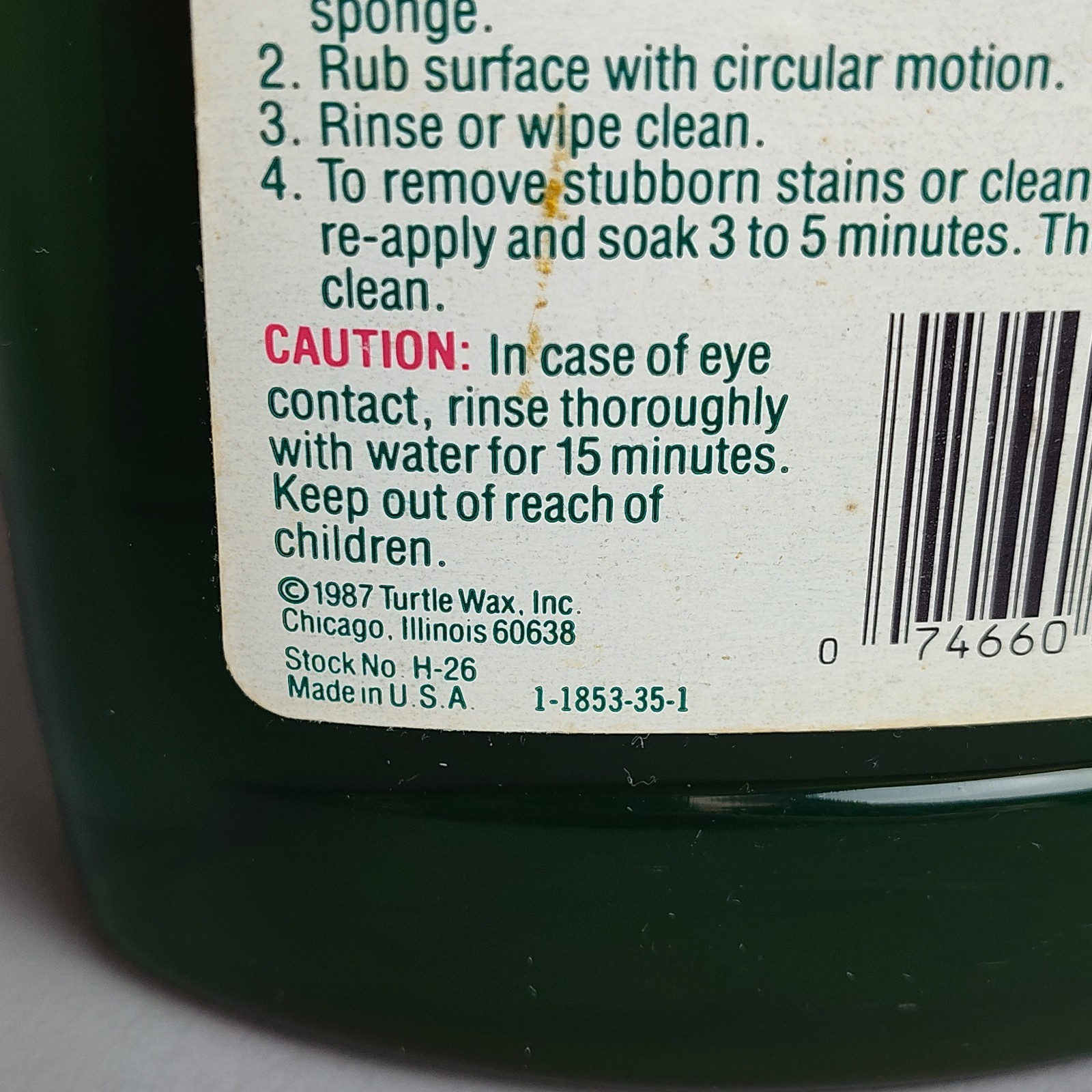 Vintage Turtle Wax SCRATCH GUARD Bath & Kitchen Cleaner 1987 USA Movie Prop