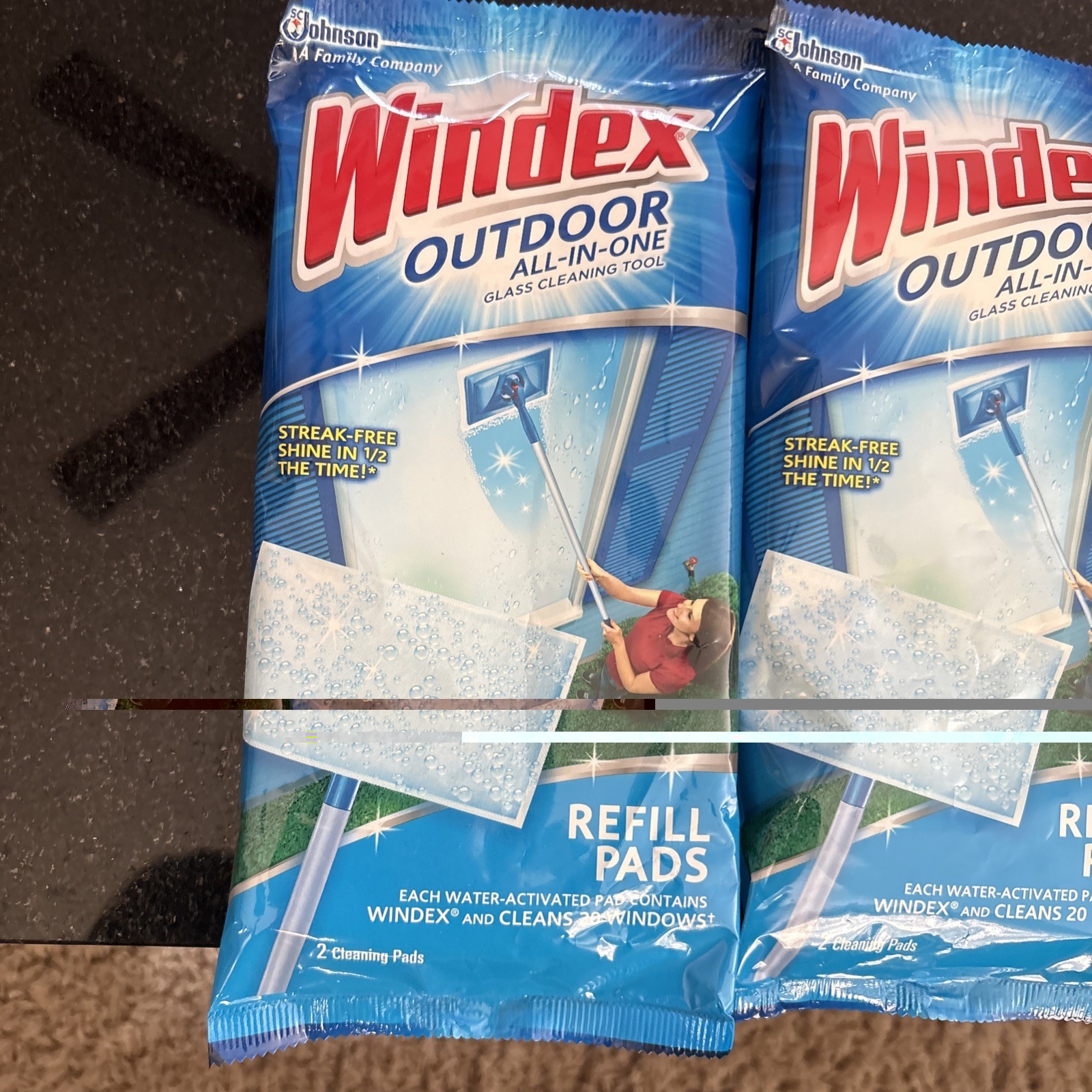 NEW 3 Windex Outdoor Glass Cleaning Pad Refills 6 Pads Total Sealed Discontined