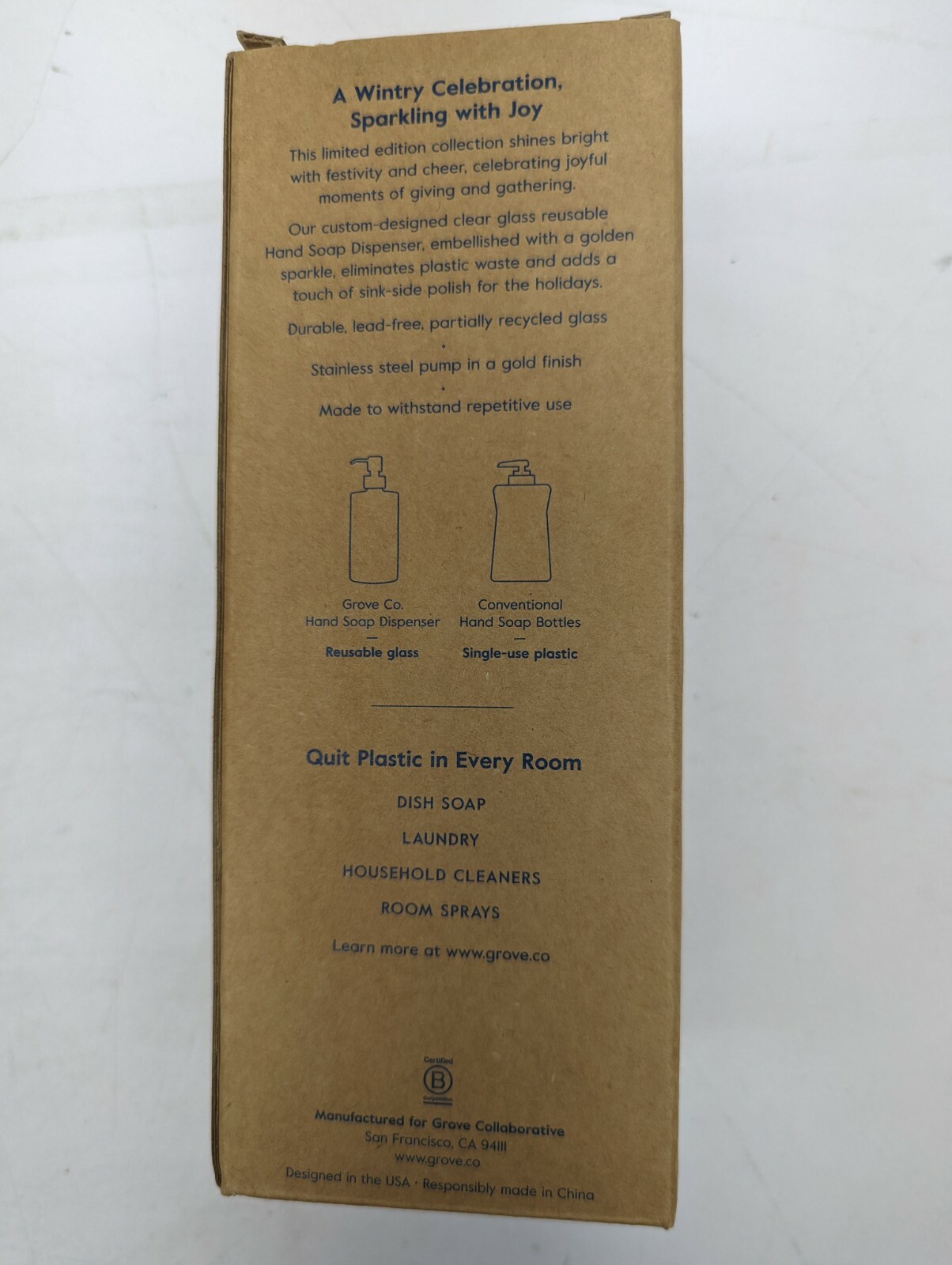 Grove Collaborative Glass Soap Dispenser Sparks of Joy A64