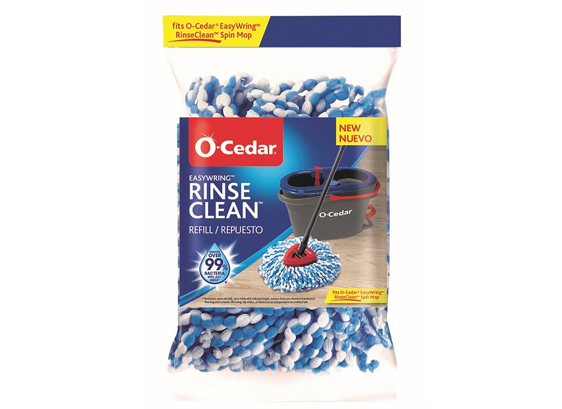 Mop Refill Easy Wring Rinse Clean 8″ W X 2″ L Wet Microfiber Blue/White
