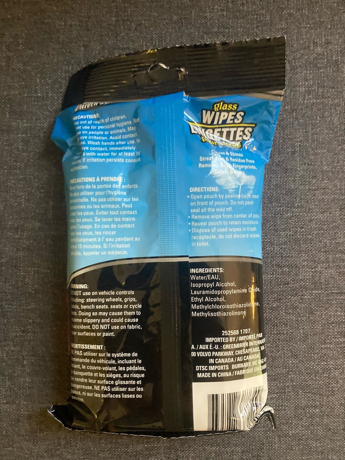 1 package of 40 Car Glass Vehicle Cleaning Wipes by Drivers Choice