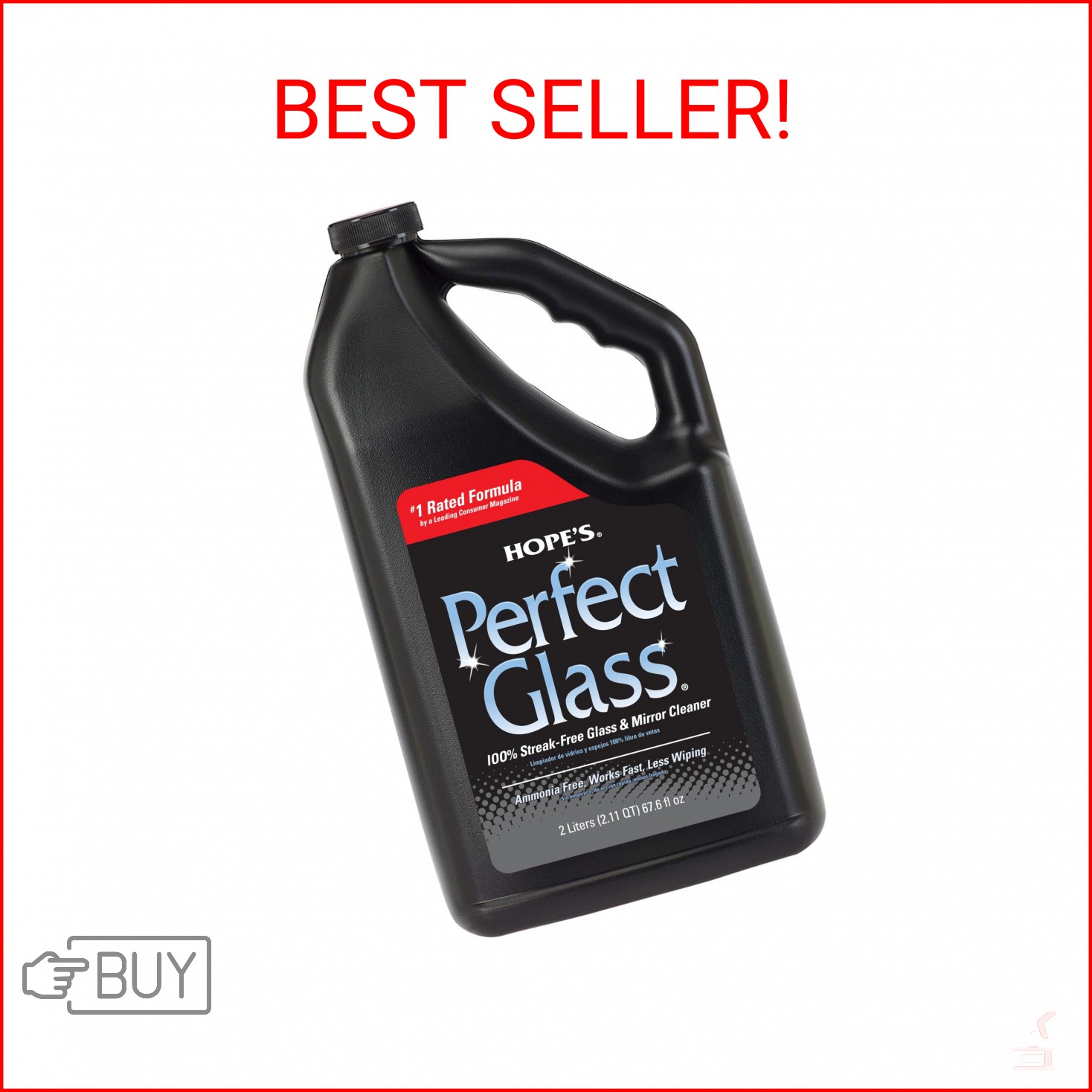 HOPE’S Perfect Glass Cleaner Spray Refill, Streak-Free, Ammonia-Free Window, Mir