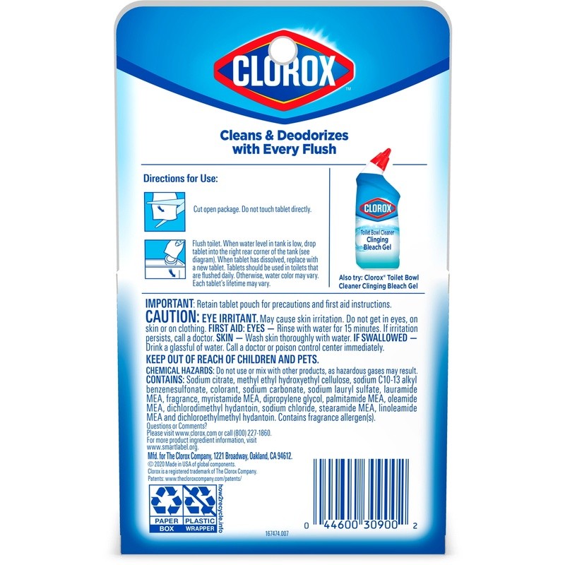 Ultra Clean Toilet Bowl Cleaner Tablets Bleach Deodorizer 2 Count Rain Scent New