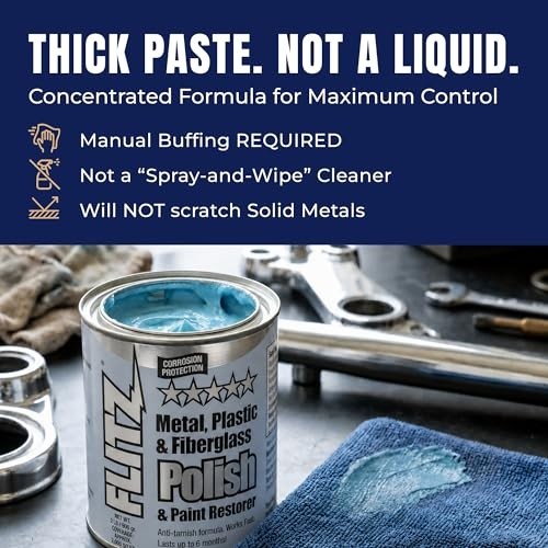 Flitz Metal Polish Paste – 2lb Can of USA-Made Polish for Solid Chrome