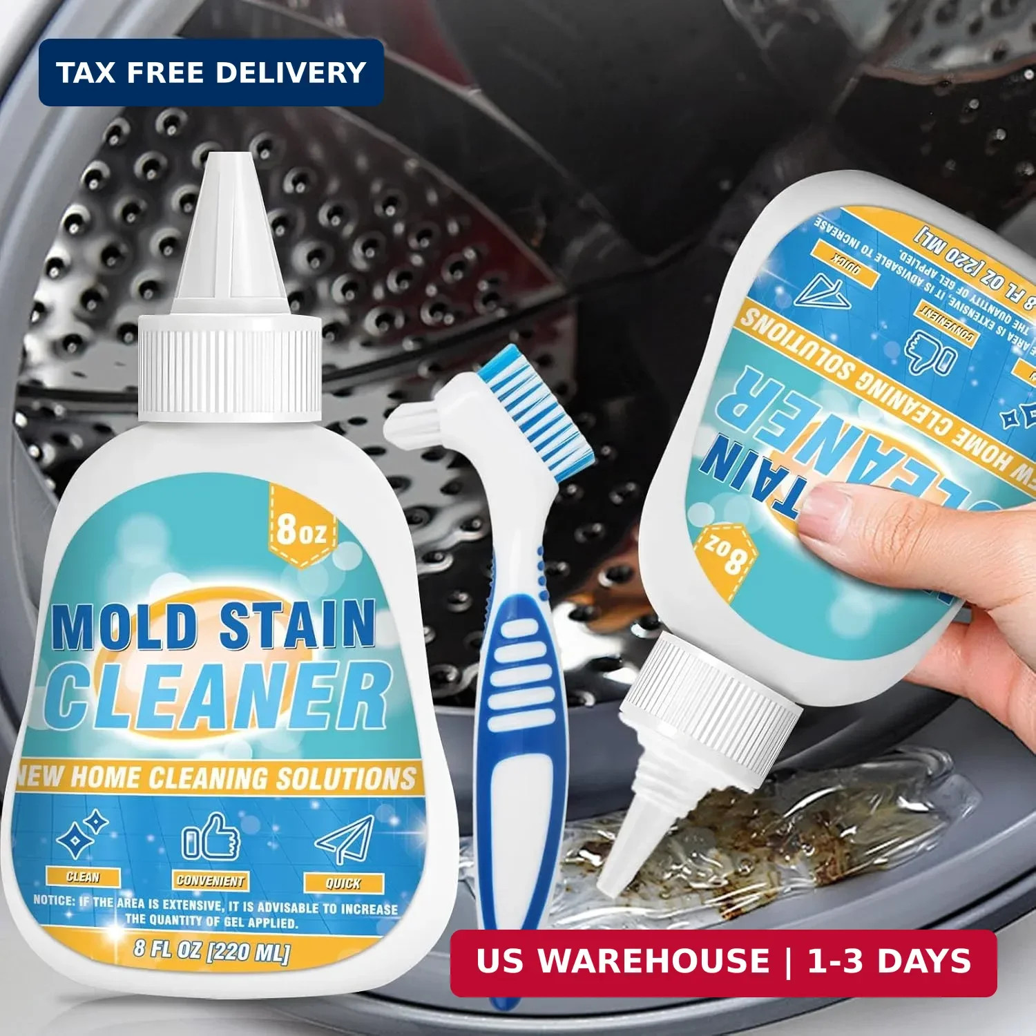 Mold Stain Cleaner Gel, 8 Fl oz Effective Washing Machine Cleaner for Front Load