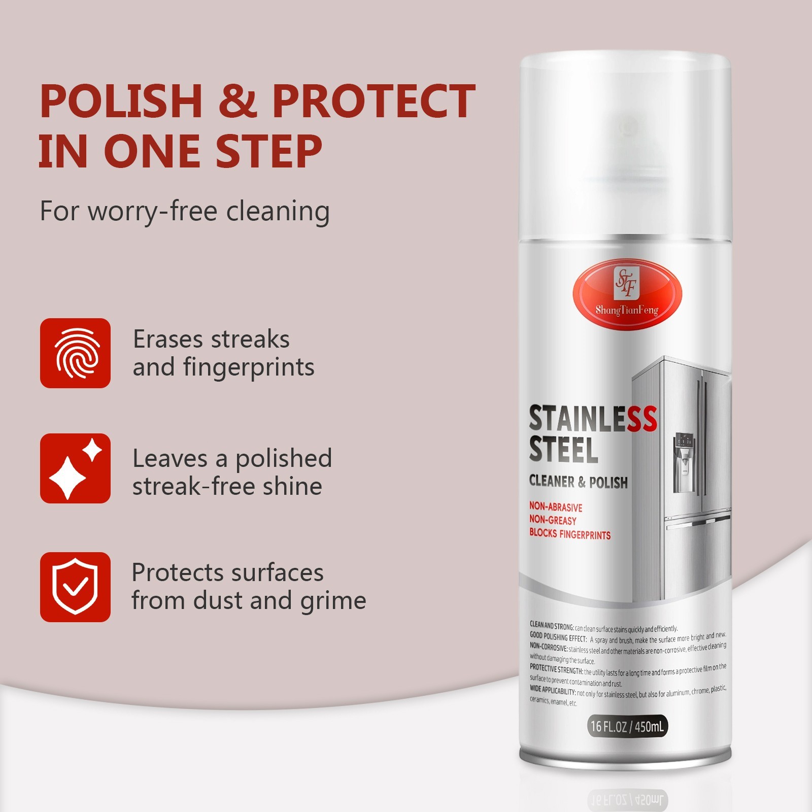 Stainless Steel Cleaner & Polish Streak-Free Shine For Refrigerators, Oven 48PCS
