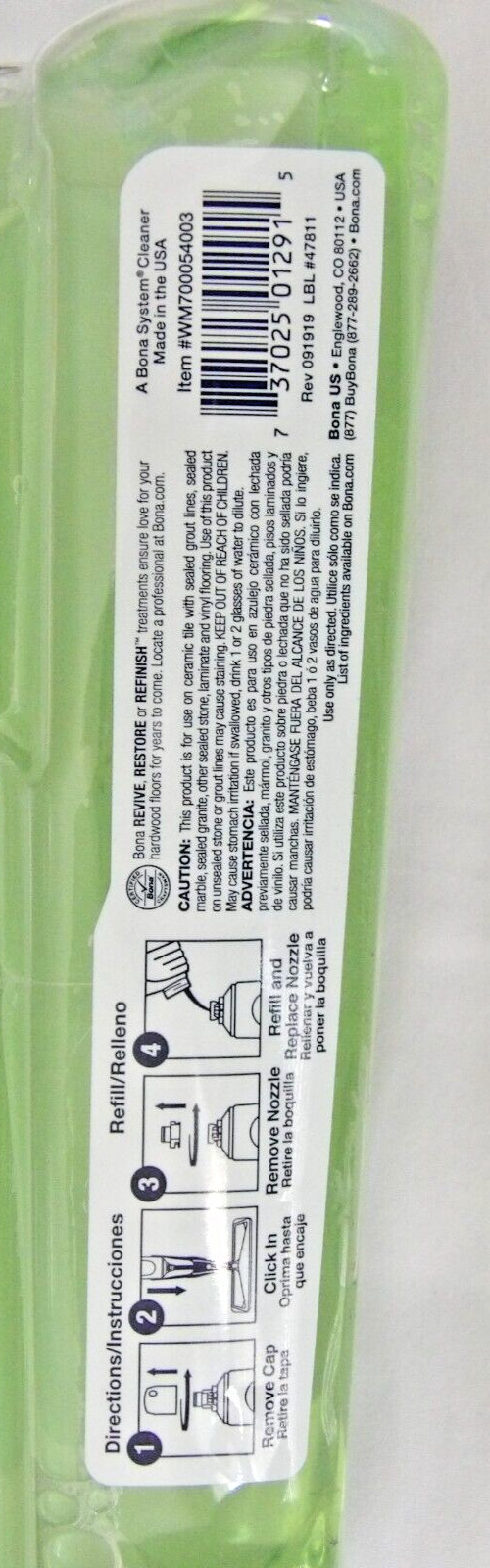 Bona Hard-Surface Floor Cleaner Refillable Bottle Streak-Free Formula 34 Fl Oz