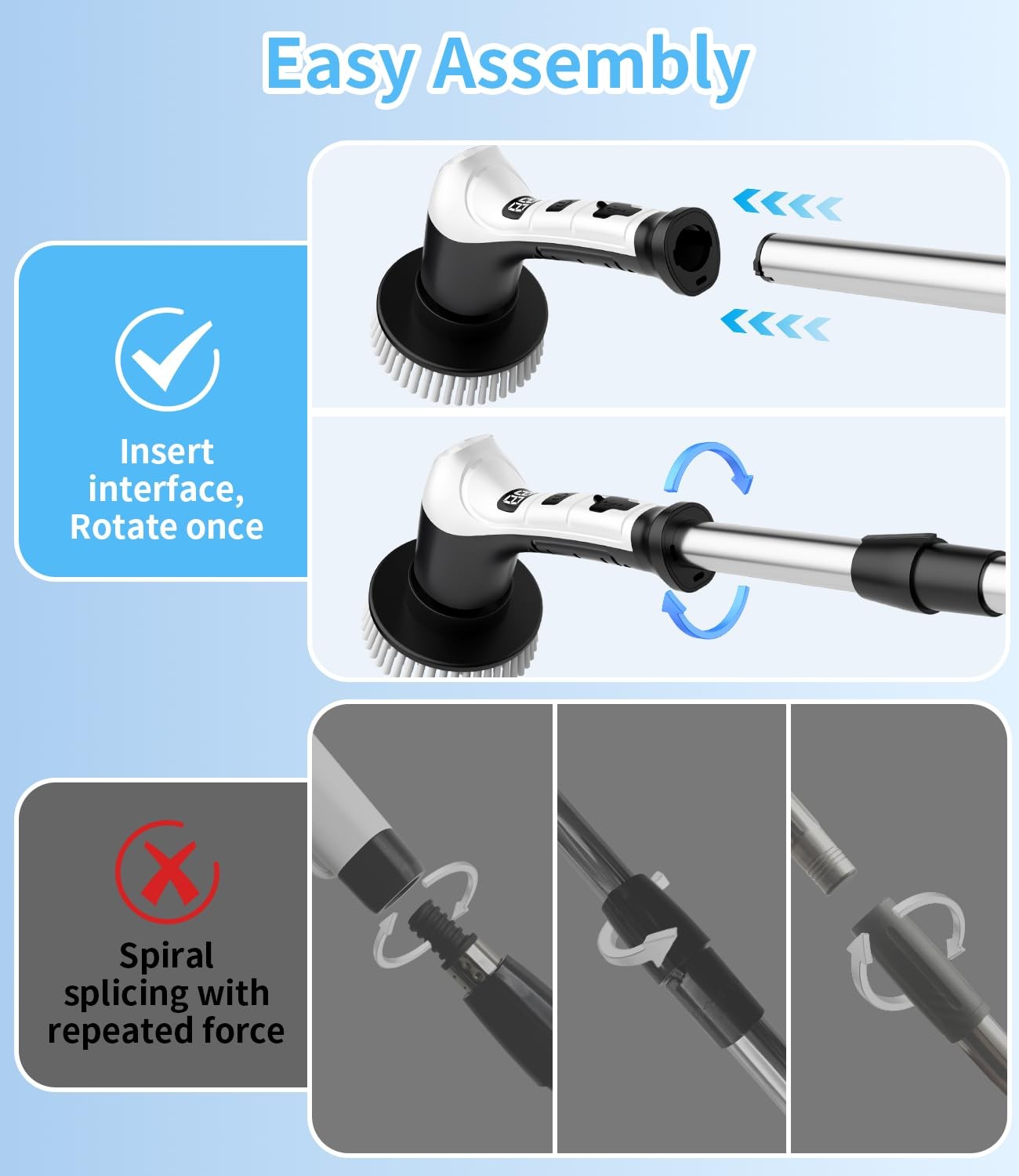 Spin Scrubber with 3 Speed, Adjustable Extension Handle, 8 Brush Heads,Cordle…