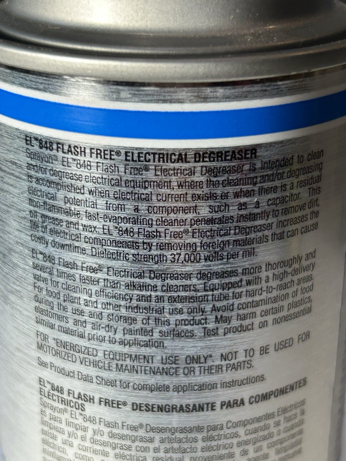 SPRAYON Flash Free Electrical Degreaser~EL848~Order # S00848000~13 oz~Brand New