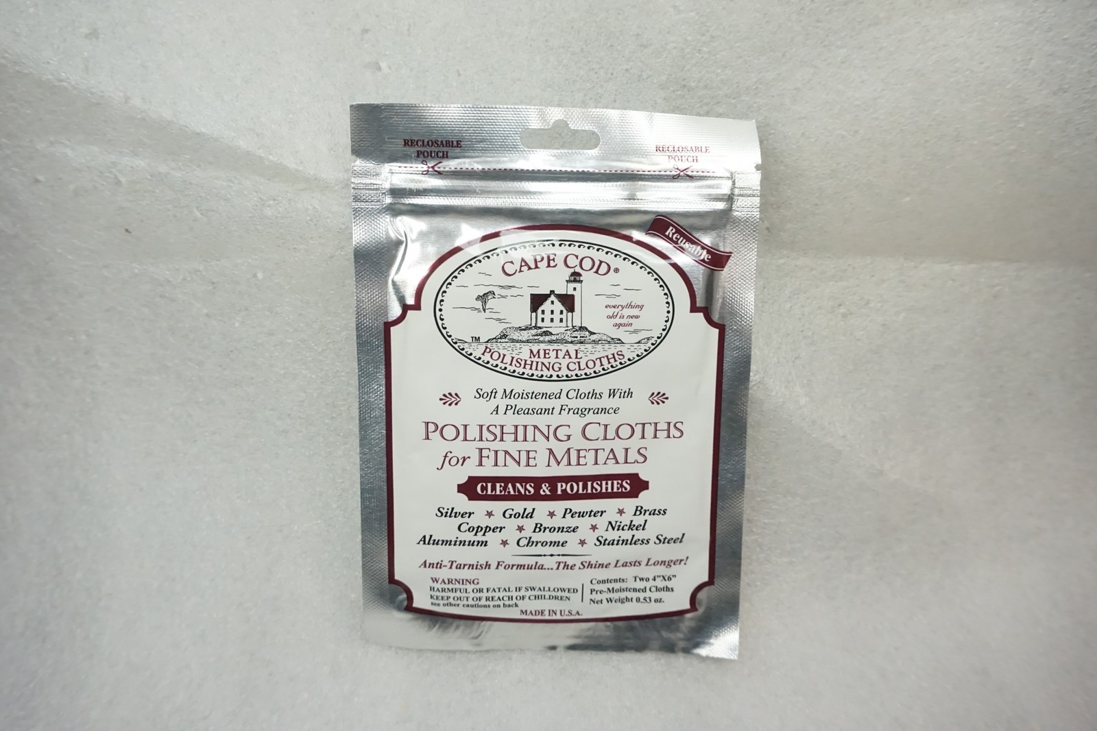 Cape Cod Metal Polishing Cloths 2-Pack 4″x6″ Pre-Moistened Cleaner Anti-Tarnish
