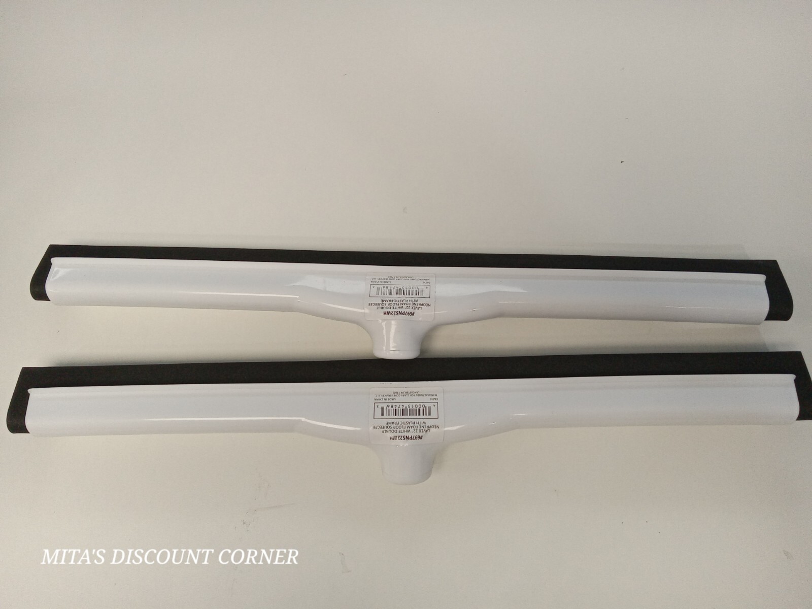 Lavex 22 ” Double Neoprene Foam Floor Squeegee (Handle Not Included) -2 PK