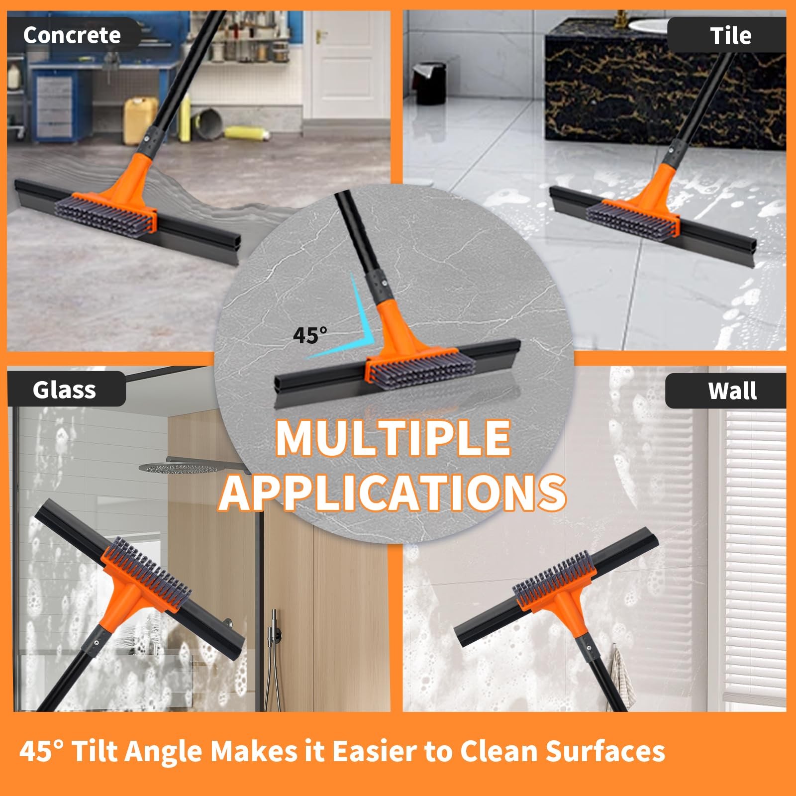 Floor Squeegee for Concrete Floor,Heavy Duty Shower Garage Floor Squeegee Bro…