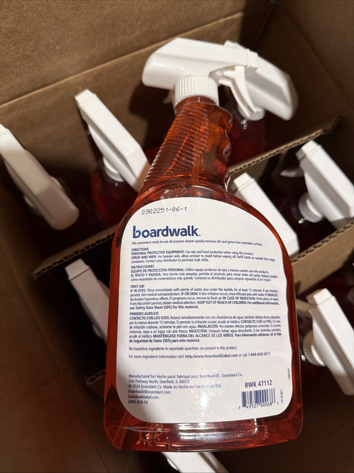 Boardwalk Natural All Purpose Cleaner, Unscented, 32 oz Spray Bottle, 12/Carton
