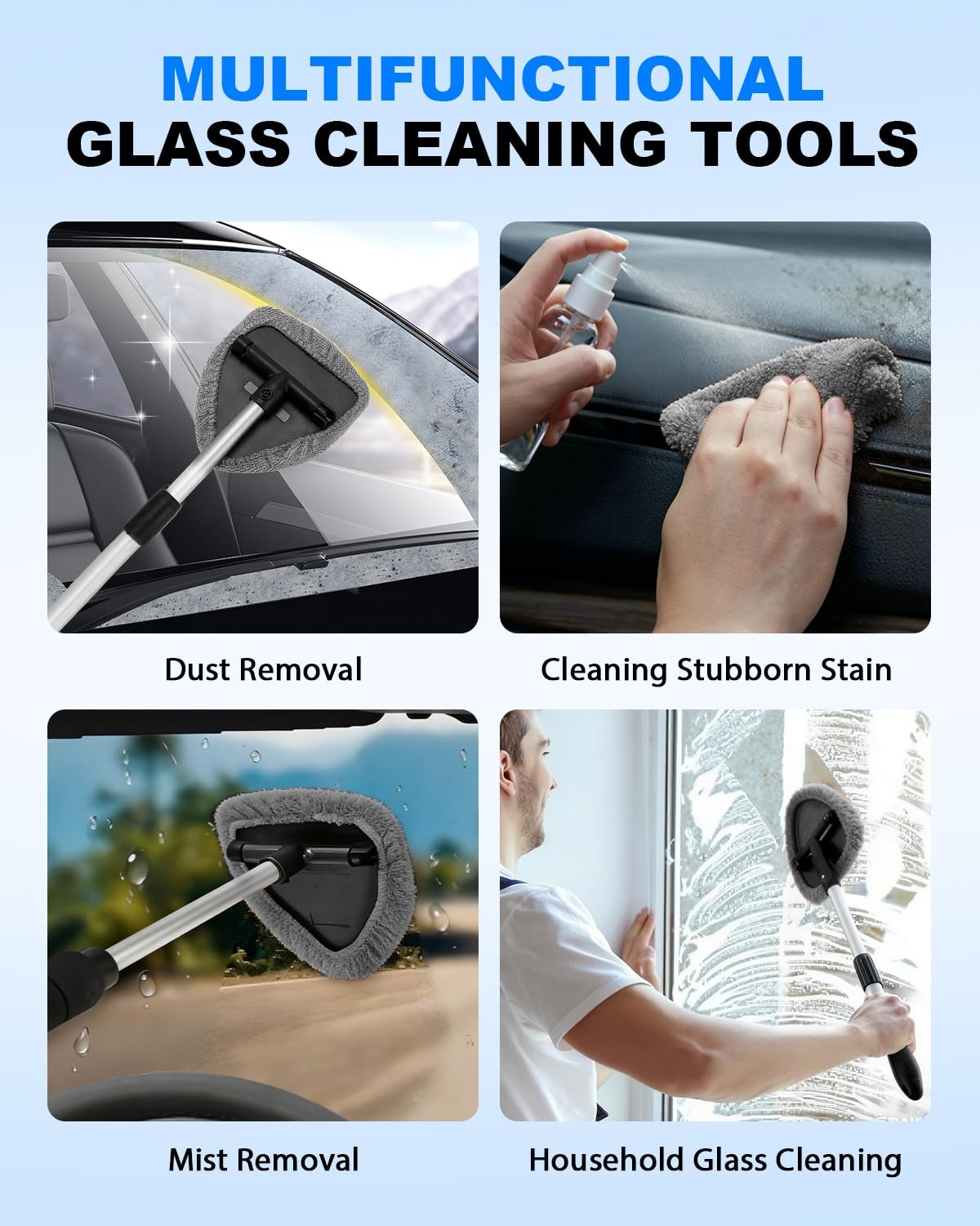 Microfiber Windshield Cleaning Pads 5 Pack Replacement Bonnets, Washable