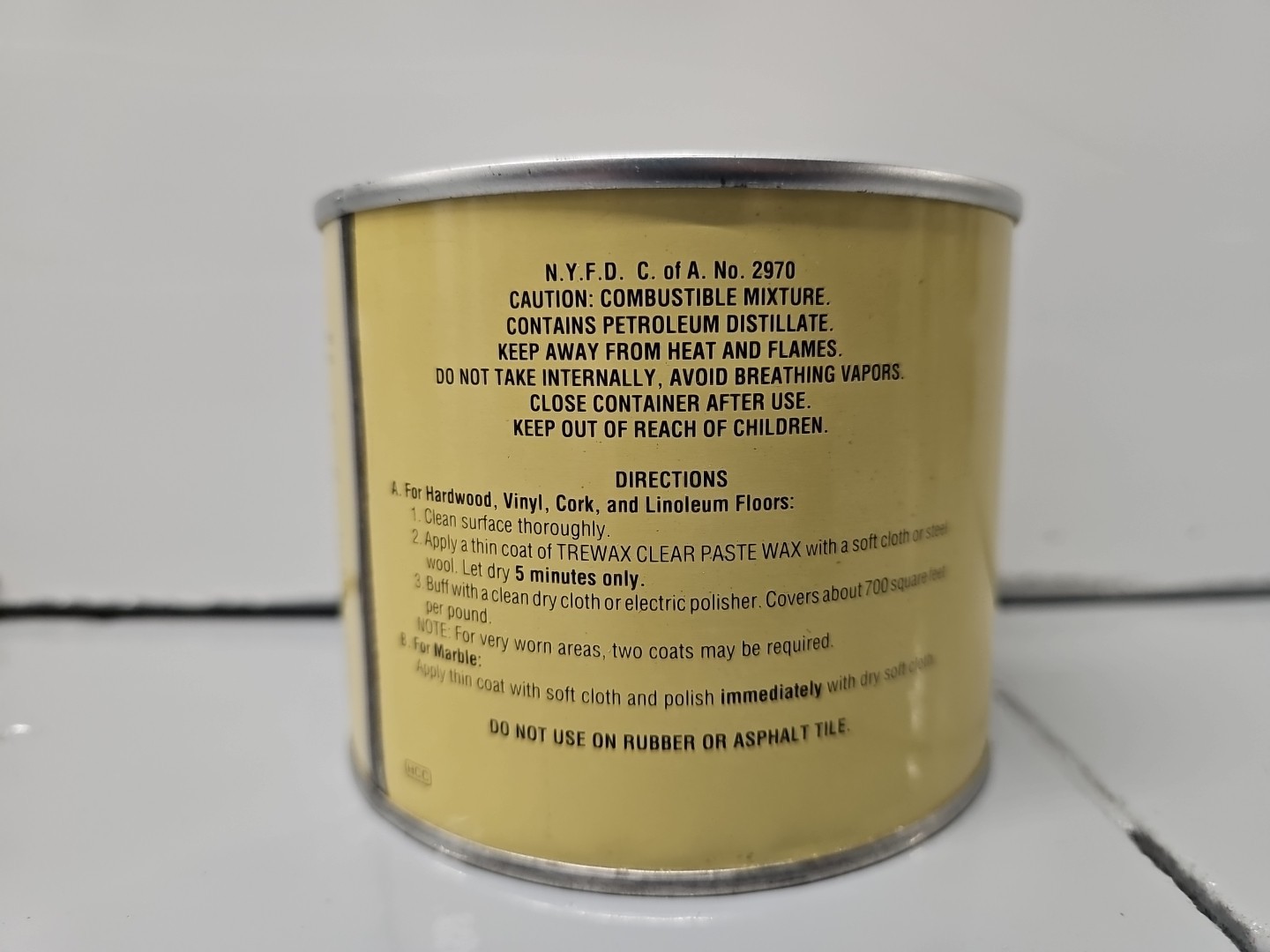 Original Trewax Clear Paste Wax Polish 16 Oz Can Hardwood Polish