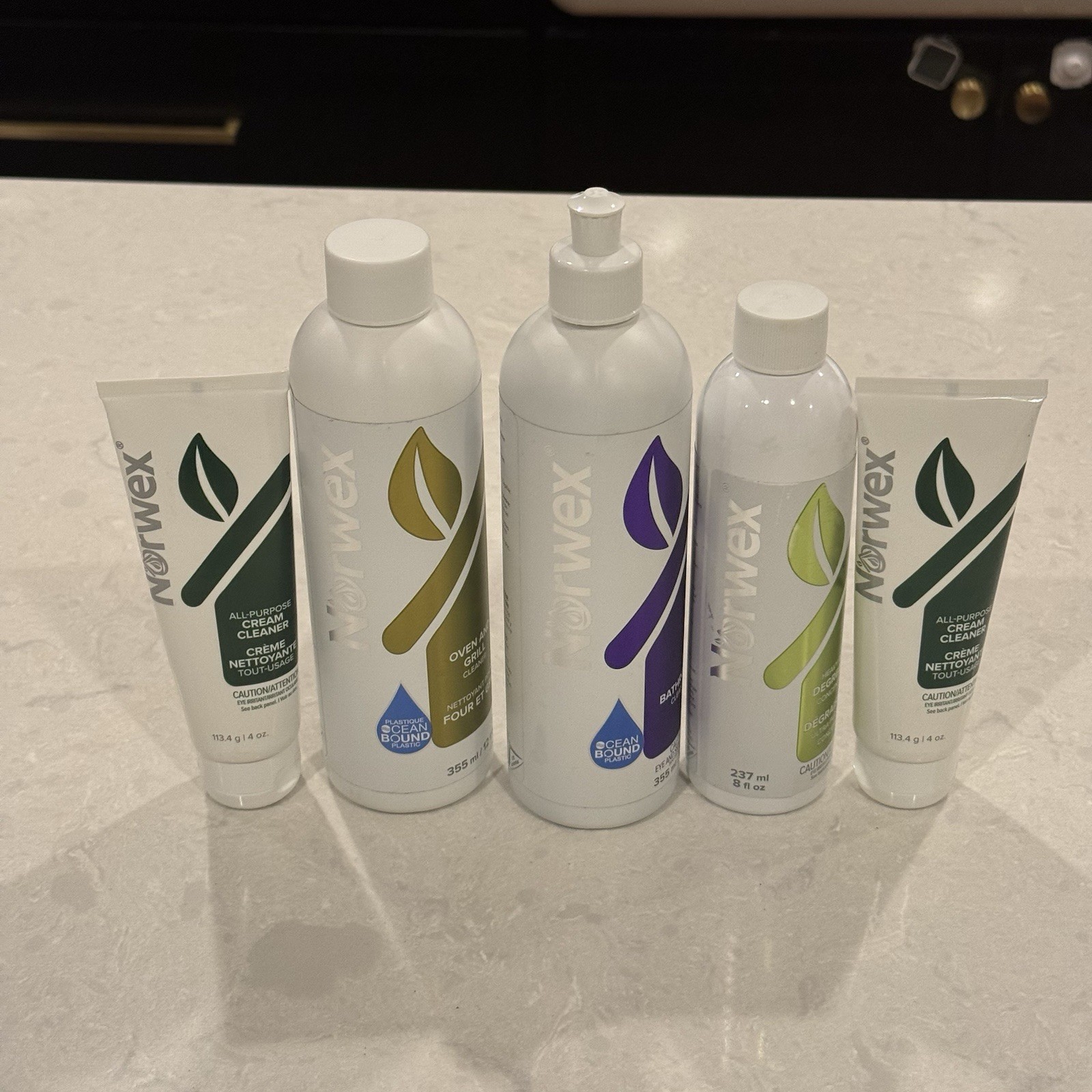 Lot of 5 Norwex Bathroom Cleaner, Oven And Grill, Degreaser, Cream Cleaner