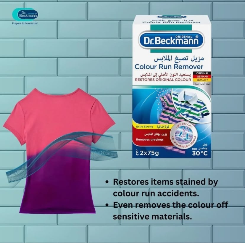 Dr. Beckmann Colour Run Remover 2 x 75g Restores Original Colours Laundry Stain