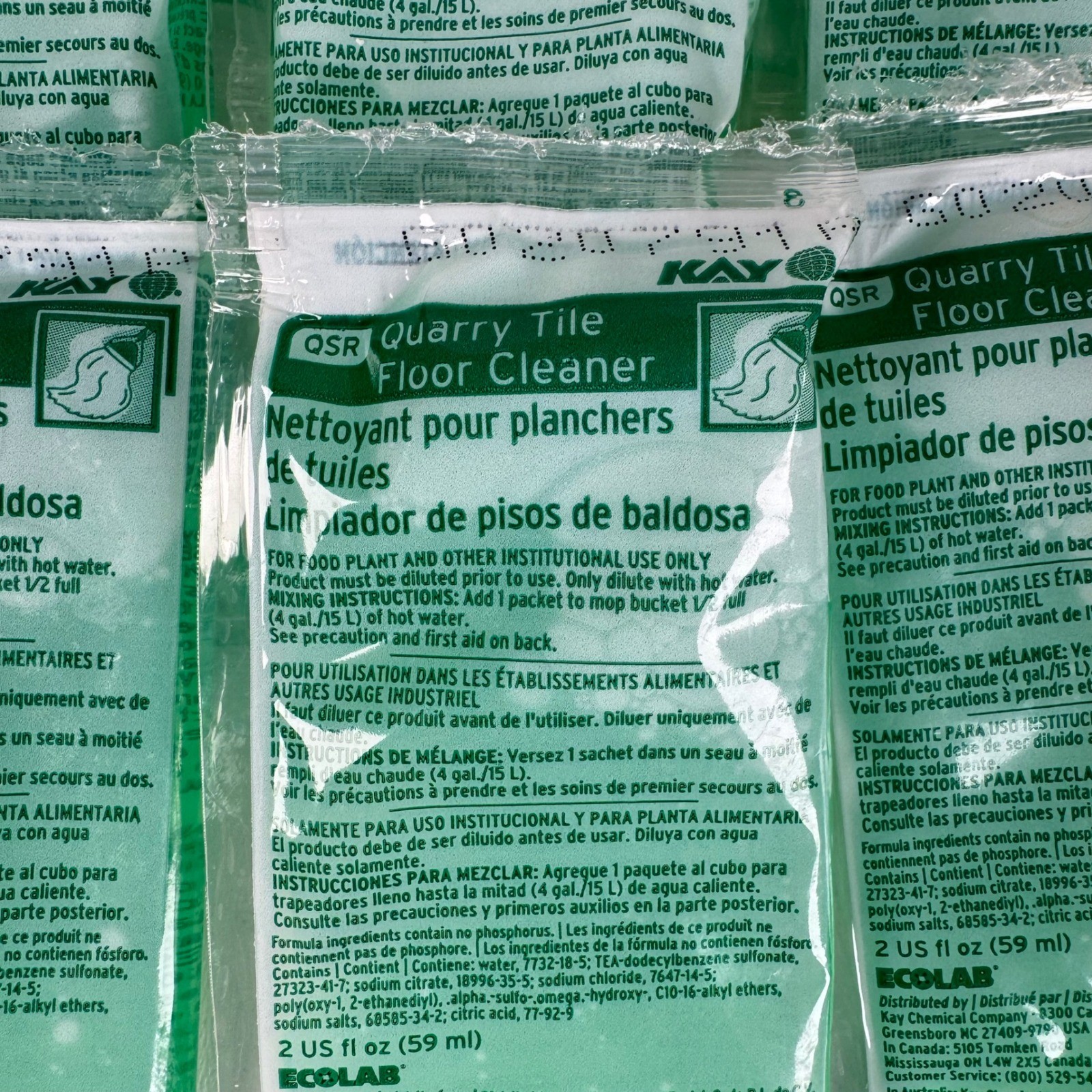 Lot 15 Ecolab Kay Quarry Tile Ceramic Commercial Floor Cleaner Degreaser 2oz