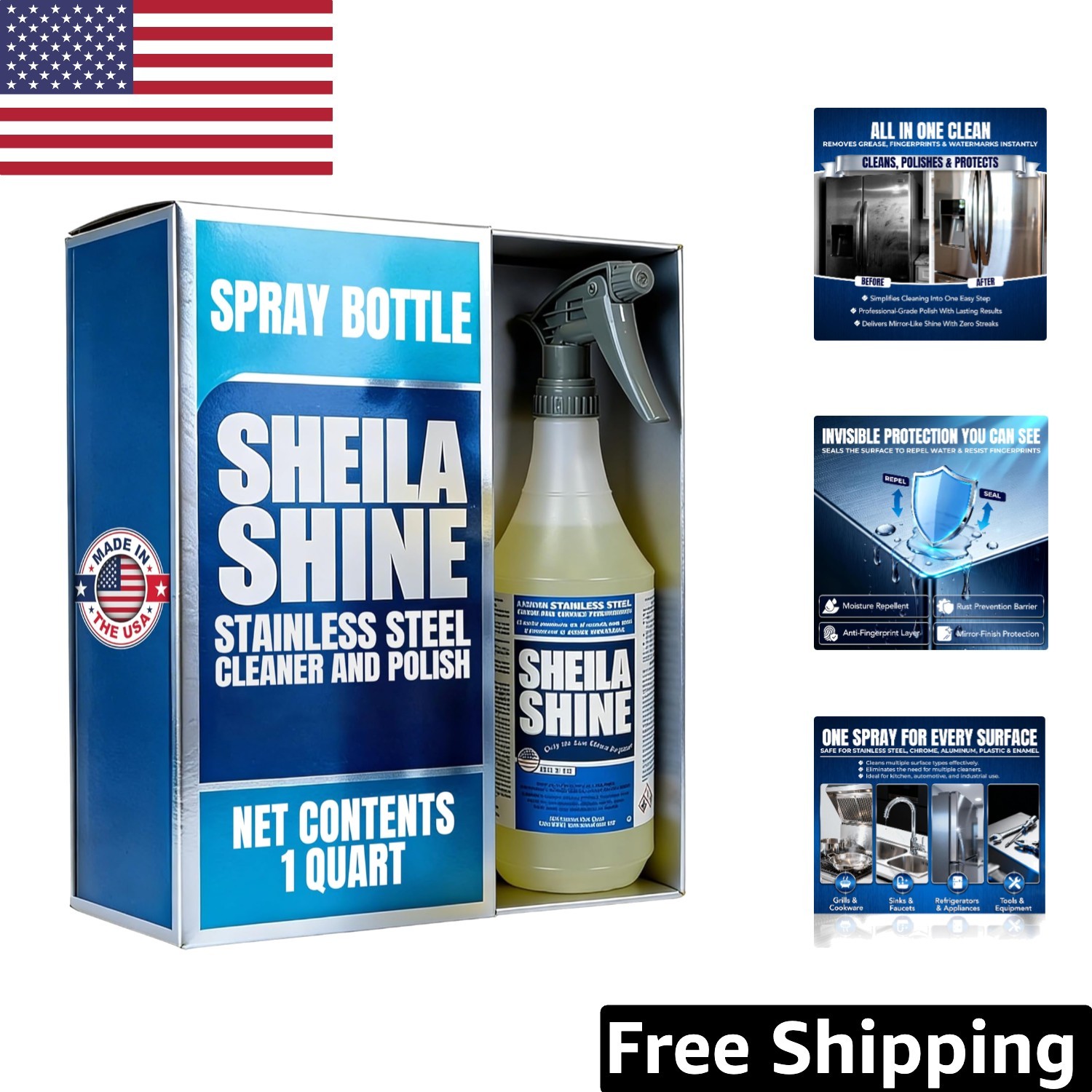 32 Fluid Ounce Stainless Steel Polish Spray – Deep Clean & Lasting Protection