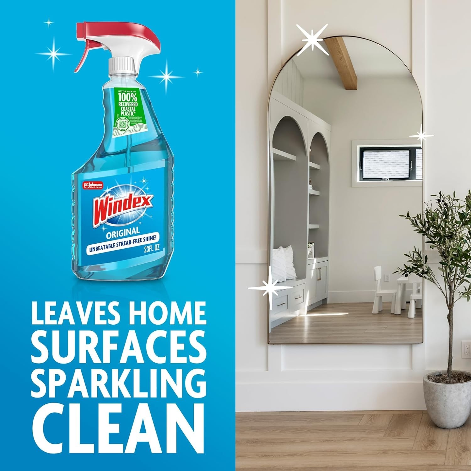 Windex Glass and Window Cleaner Spray Bottle, Original Blue, 23 fl oz
