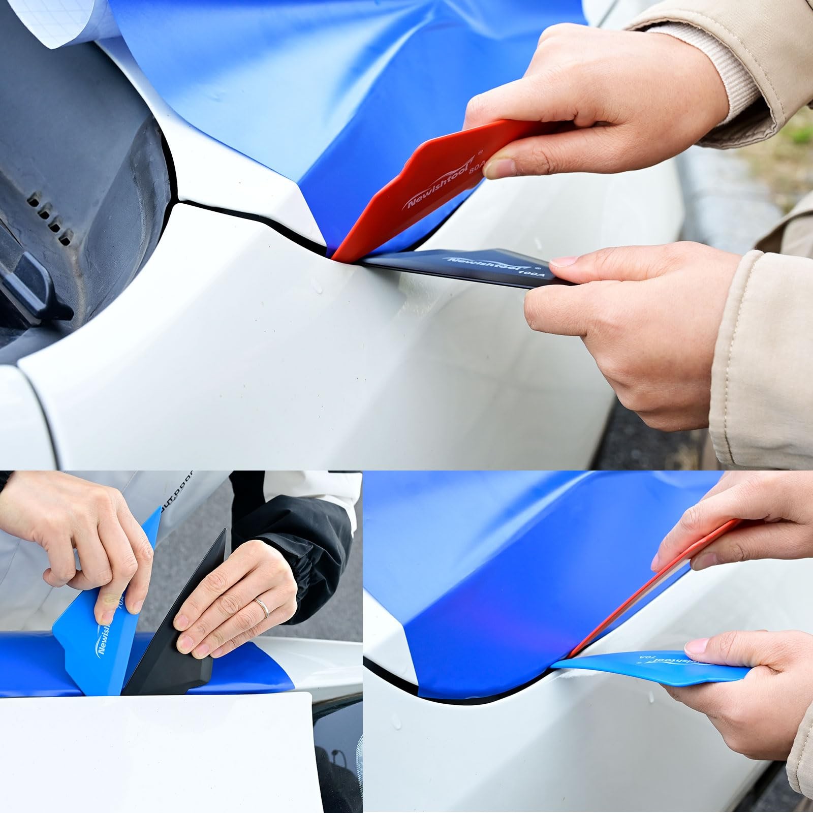 5-Pack Window Tint Tools Triangle Squeegee, 100A Hardness Black Corner Tool W…