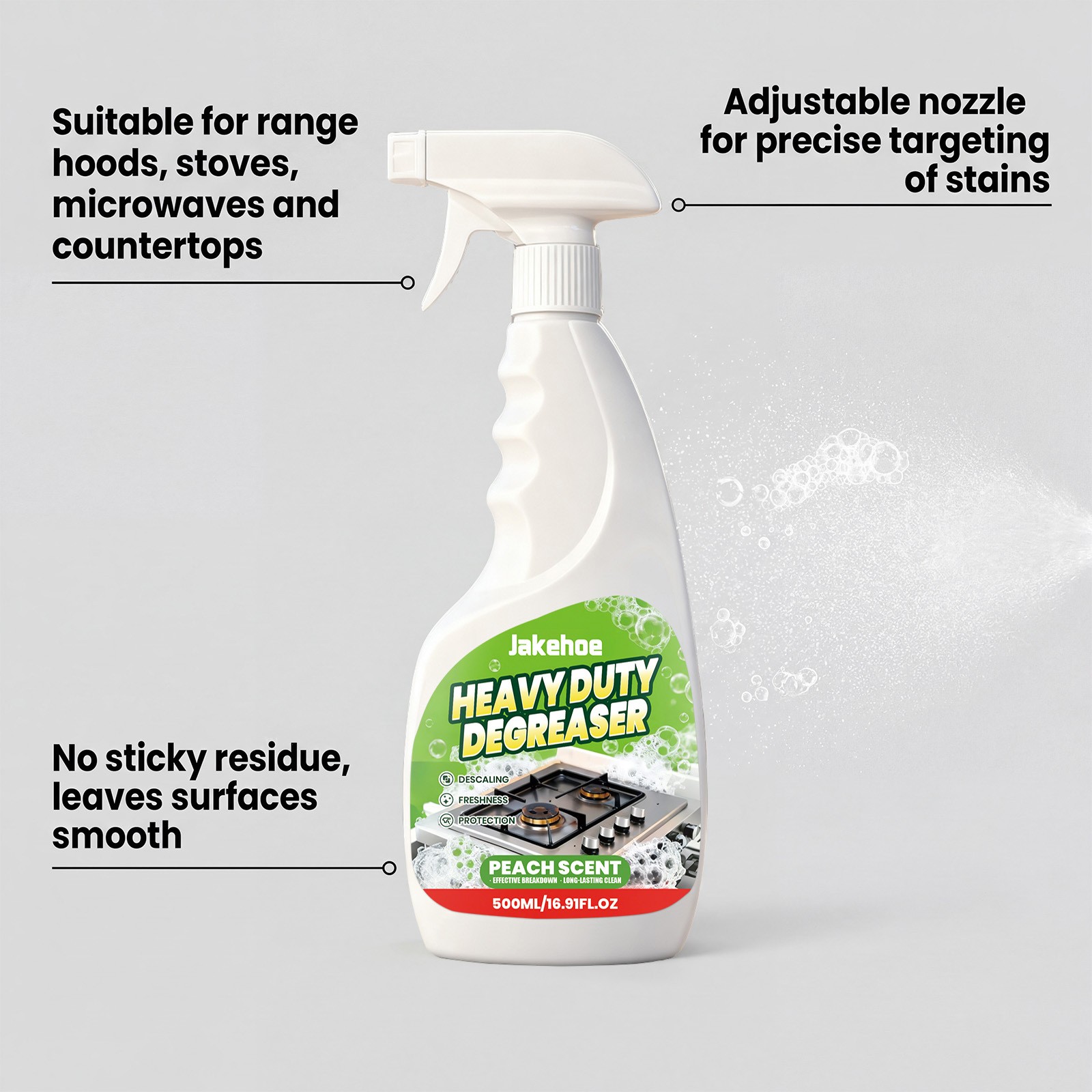 Heavy Duty Kitchen Degreaser Spray,17oz Multipurpose Degreaser For Stove, Oven