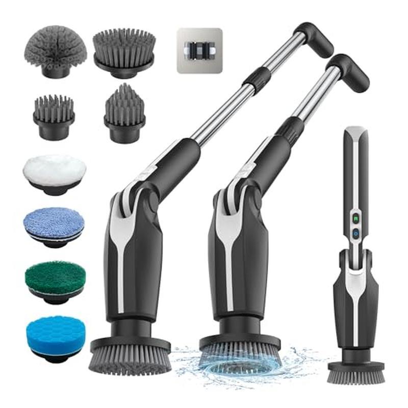Electric Spin Scrubber W/ Remote Control 8 Brush Heads 4 Angles Deep Cleaning US