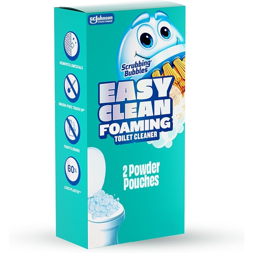 Foaming Toilet Bowl Cleaner Drop In Powder Pouches Easy Use 100g 2 Pack