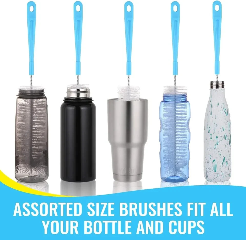 Bottle Cleaning Brush Set Long Handle Silicone Brushes Jug Thermos Flask Cleaner