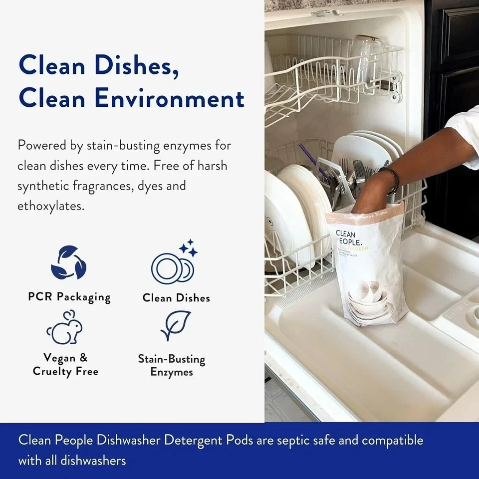 The Clean People Dishwasher Pods – Cuts Grease & Rinses Sparkling Clean – Residu