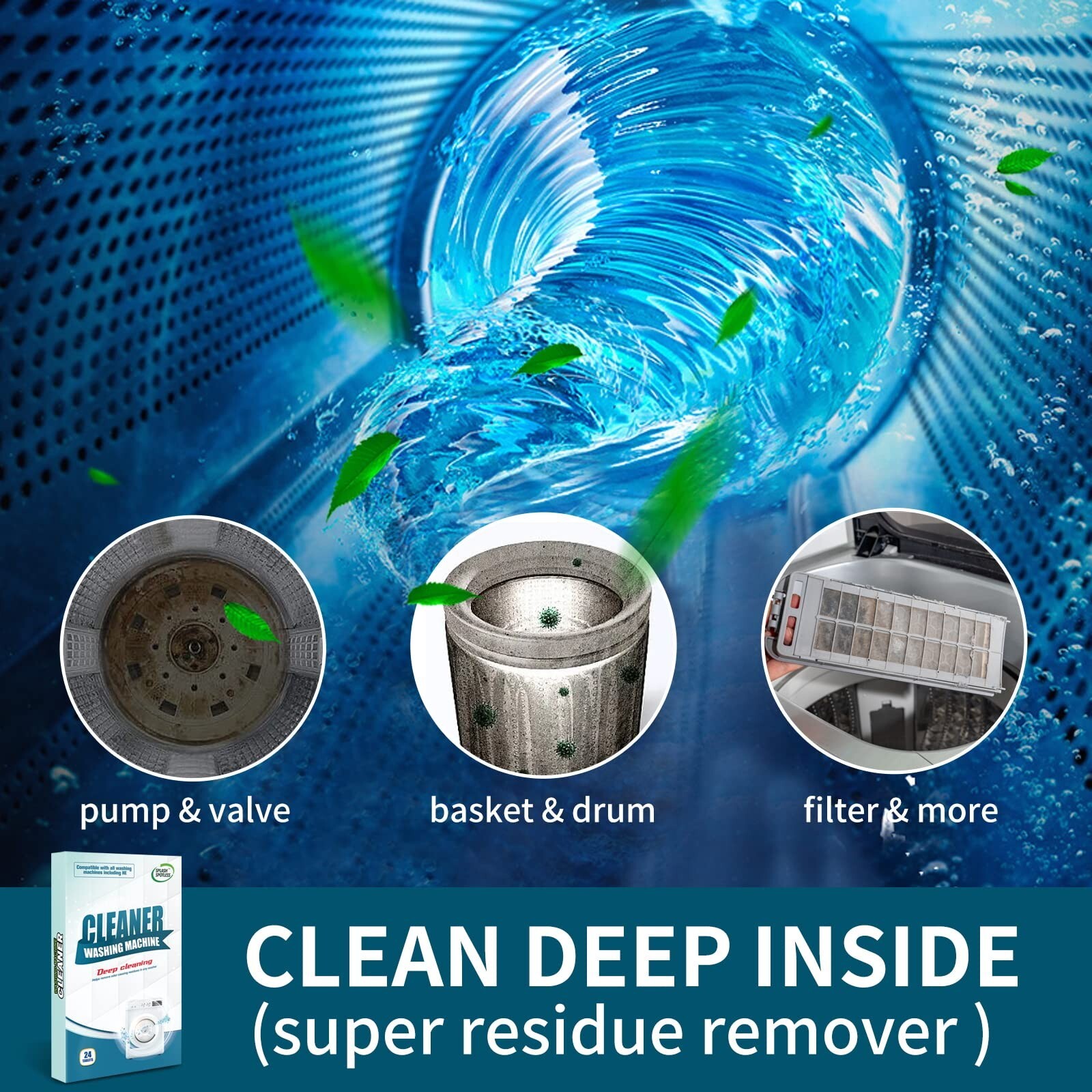 Splash Spotless Washing Machine Cleaner Deep Cleaning for HE Top Load Washers…