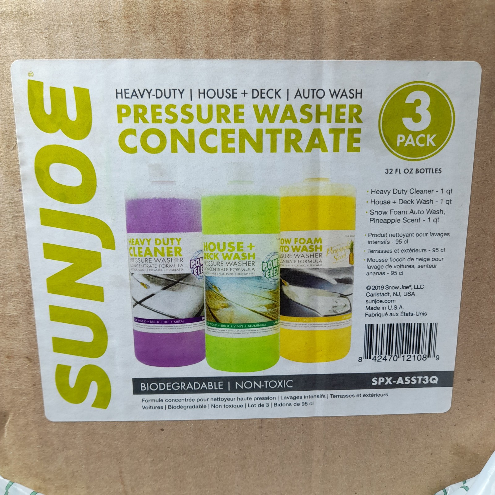 Sun Joe 3 Pack Pressure Washer Concentrate Formula, Biodegradable Detergent Trio