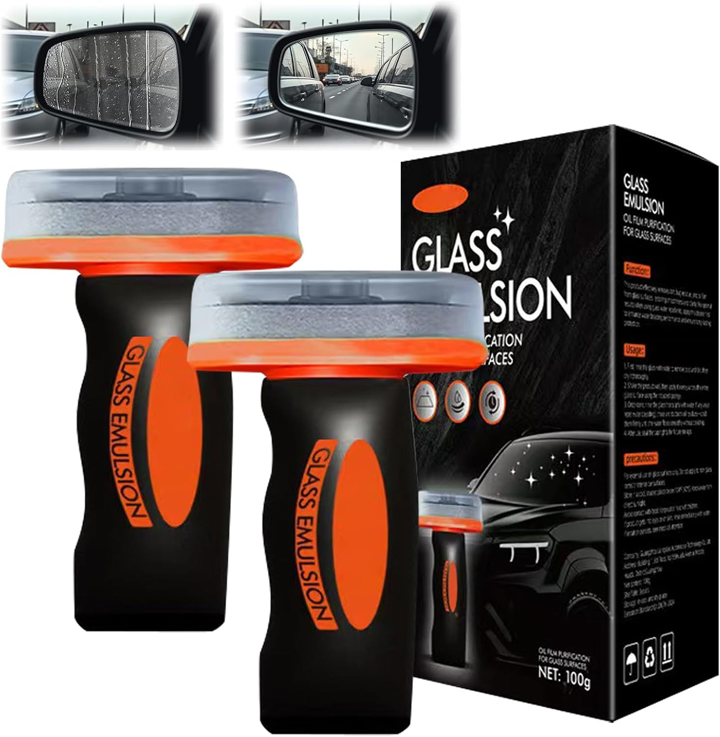 2 PCS Glass Oil Film Remover Car Roll-On Glass Compound Cleaning Board Removes