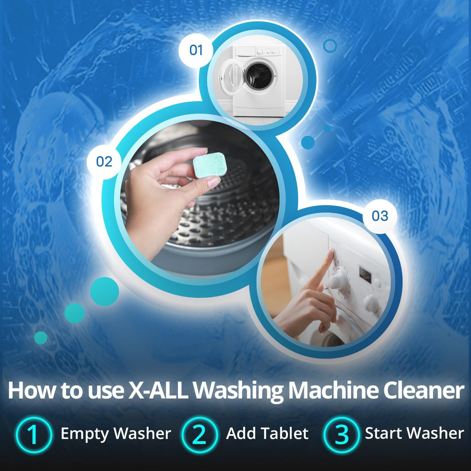X-ALL Washing Machine Cleaner – Deep Cleaning Tablets, Cleans and Refreshes the