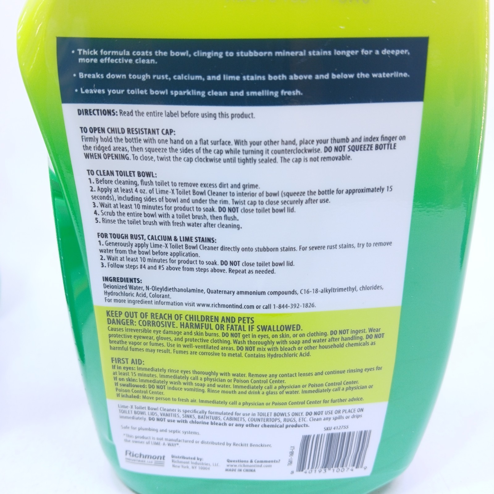 ( 4 ) Lime-x Liquid Toilet Bowl Gel Cleaner, Removes Lime Calcium Rust 16 oz ea