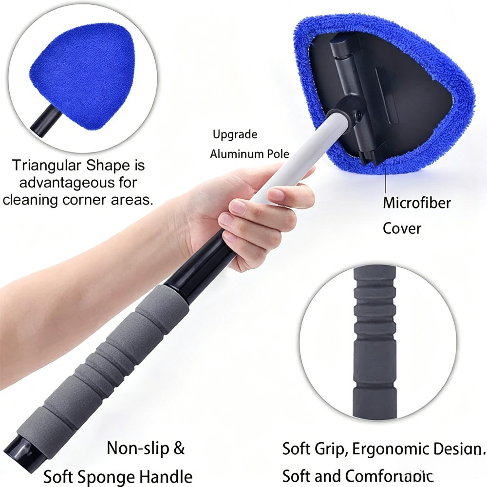 Windshield Cleaning Tool Kit Car Window Glass Wiper Cleaner Brush Pad Extendable