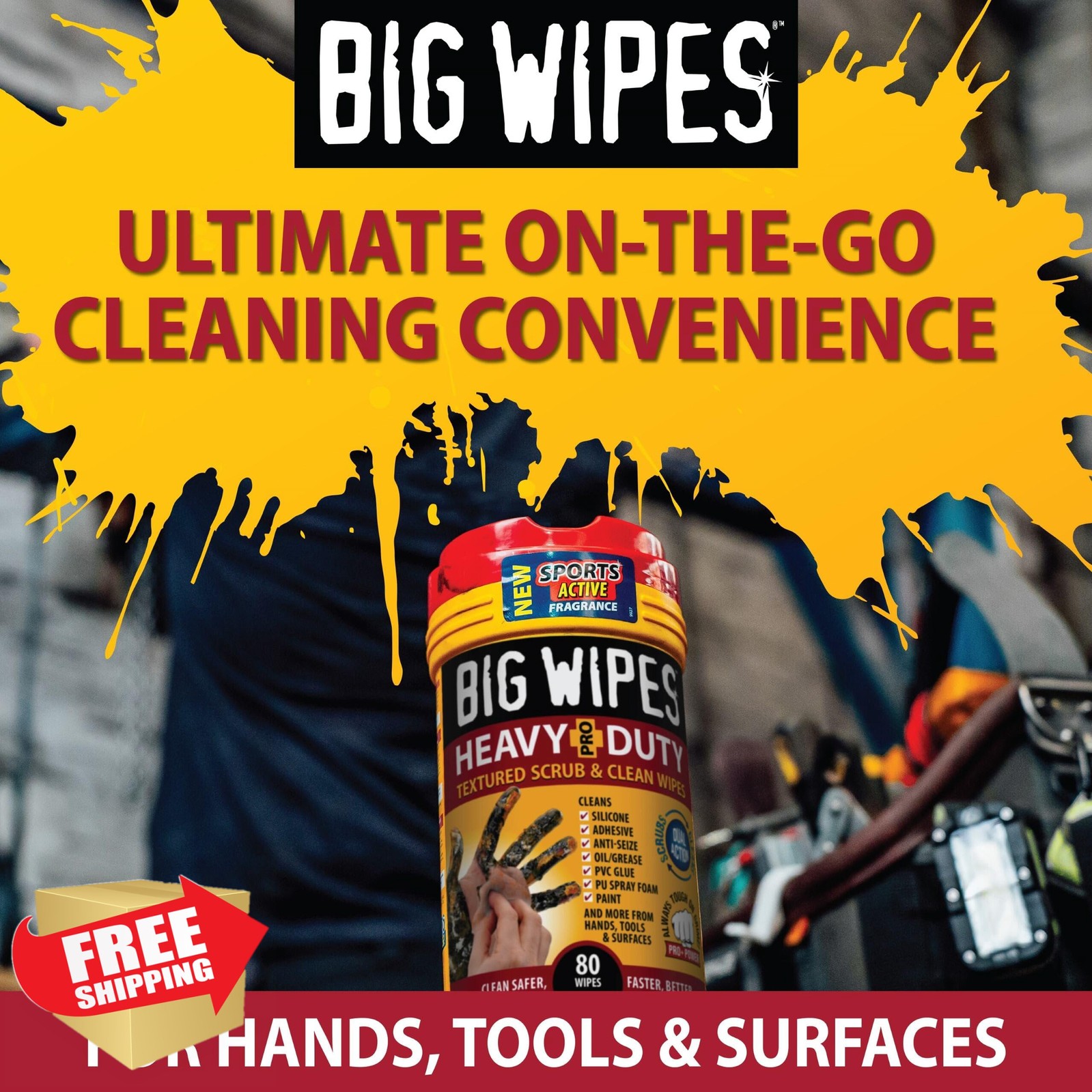 BIG WIPES heavy duty hand cleaner wipes, 80ct