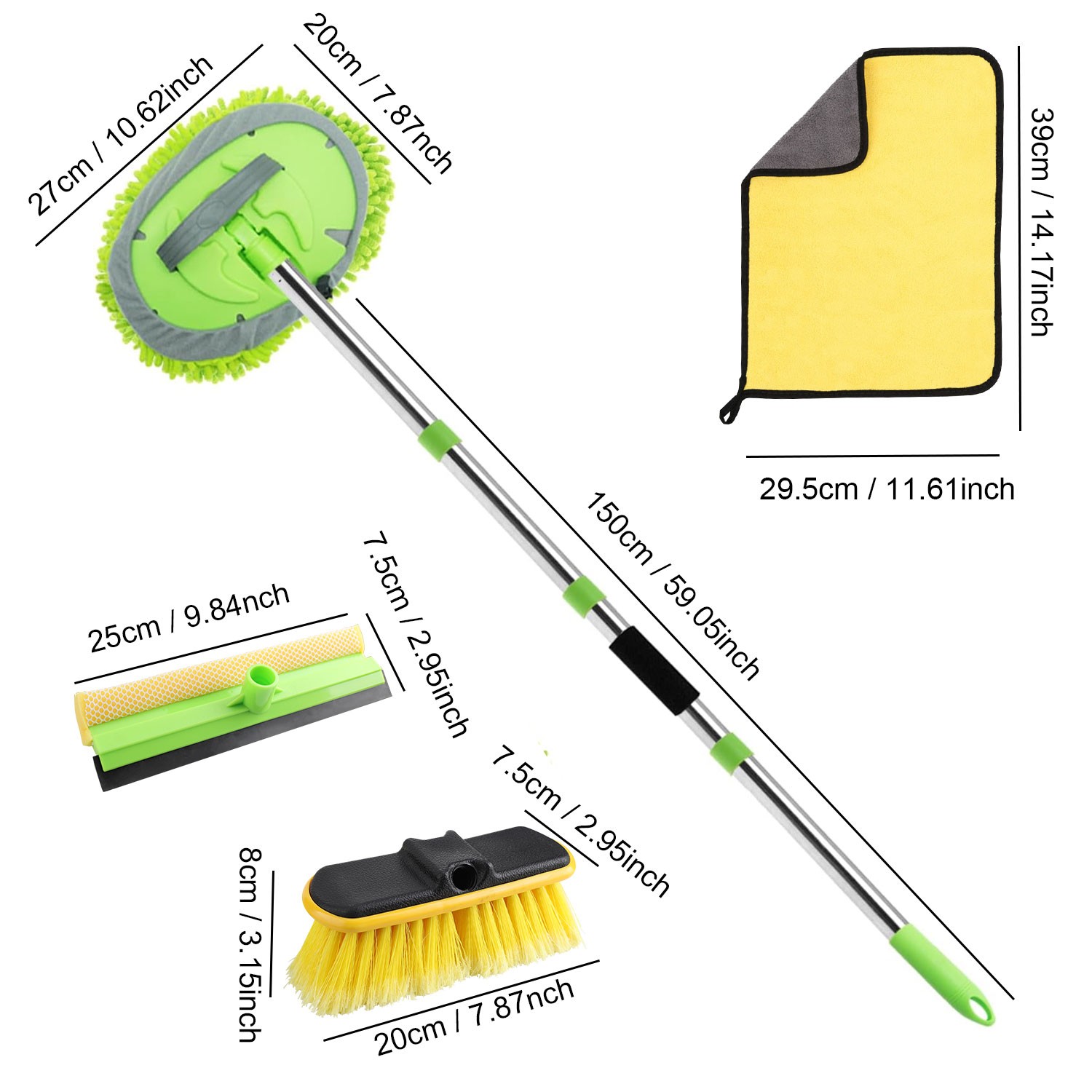62″ Car Wash Brush with Long Handle, 12PCS for Car RV Truck Boat Wash